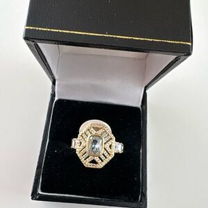 Bomb Party March26 The Amira Ring RG51157 Aquamarine CZ Gold Plating